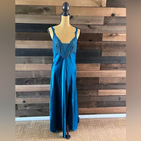 Vintage 80s Victoria’s Secret Gold Label Slip Mesh Satin Lingerie Dress - Picture 2 of 8